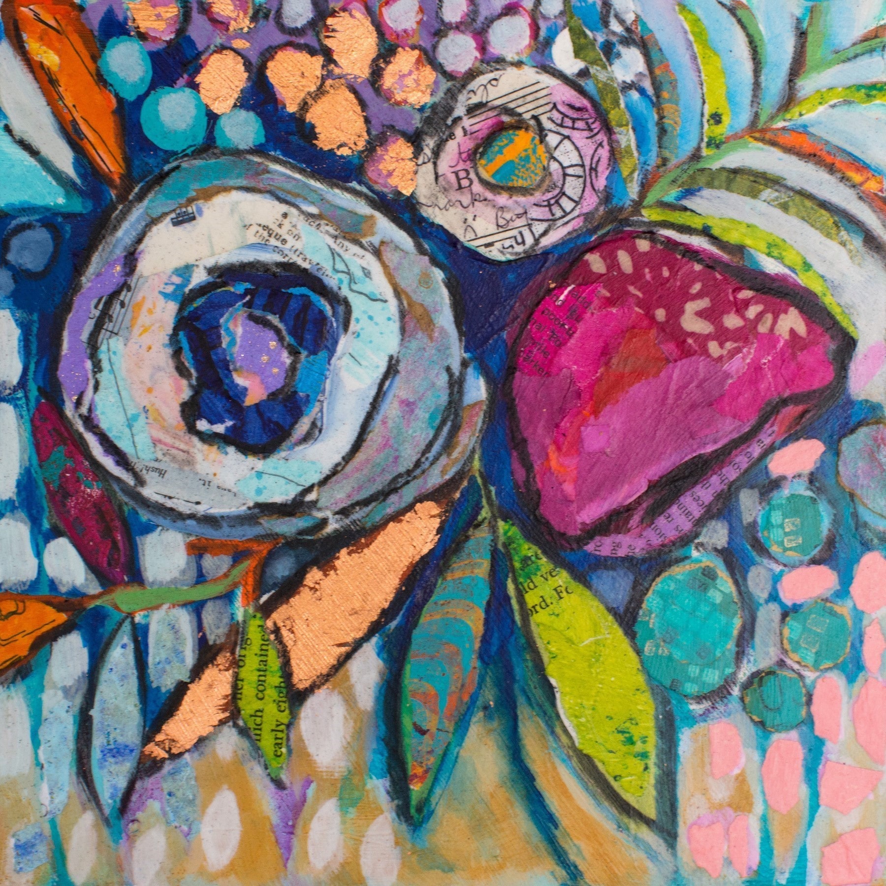 "Floral Dimensions" Painting Print on Wrapped Canvas