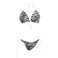 thumbnail image 4 of XFeng Women's Triangle Halter Bikini Set Spaghetti Strap V Neck Low Waisted Two Piece Swimsuit, 4 of 6