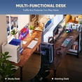 thumbnail image 2 of CONCETTA 63 Inch Computer Writing Desk with Storage Bag, Steel Frame for Home Office Study, Brown, 2 of 9