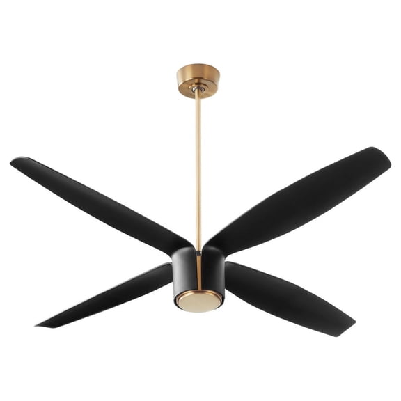 3-116-4015 Oxygen Lighting Samaran - 4 Blade Ceiling Fan-14 Inches Tall and 60 Inches Wide-Aged Brass, Black Finish