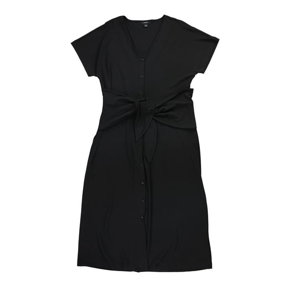 Alfani Womens Button Front Maxi Dress, Black, Large