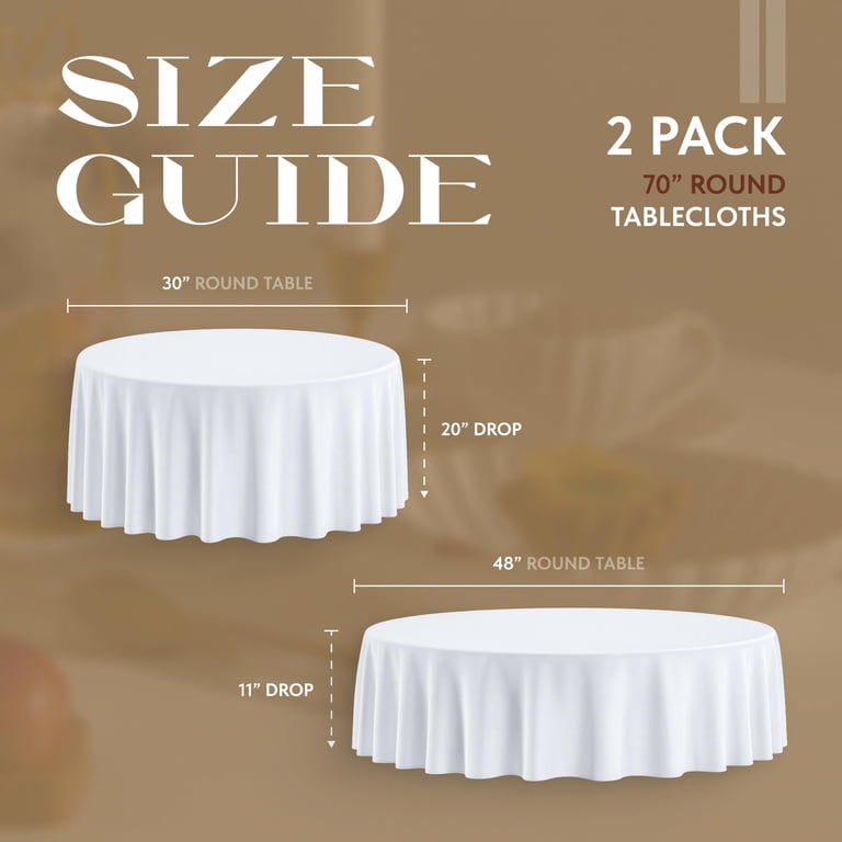 White Classic Round Tablecloths, 2 Pack, 70 In White photo 2