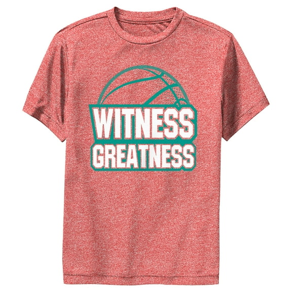 Boy's Lost Gods Witness Greatness Basketball Performance Graphic Tee Red Heather X Large