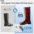 thumbnail image 2 of SMILIN Colorful Rain Boots for Women,Mid-Calf Waterproof Anti-Slip Slim Calf Garden Shoes,Red Plaid,US Size 10, 2 of 8