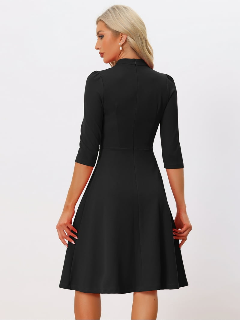 スーツ・フォーマル・ドレス et.UNIVER Big collar A-line dress Sheath Dresses for Women's 3/4 Sleeves Stand Collar Elegant