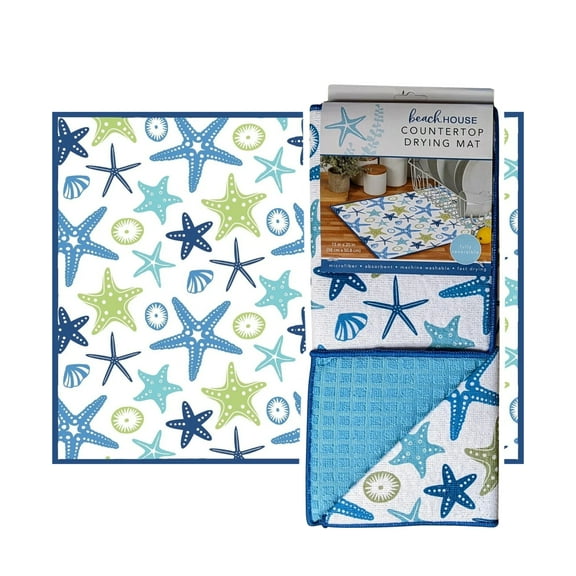 Kay Dee Designs Beach House Starfish Microfiber Non-Slip 15" x 20" Drying Mat