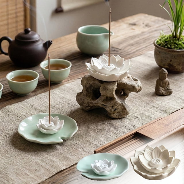 Bandeja para colector de cenizas de cerámica - soporte para fogones artesanales Nelumbo Design, decoración para la meditación y relajación
