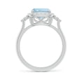 thumbnail image 2 of ANGARA Natural Cushion 2.45 ct Aquamarine Halo Ring with Trio Diamonds in 14K White Gold for Women (Size-10x8mm) | March Birthstone, Anniversary, Jewelry Gift for Women | Natural Aquamarine Ring, 2 of 9