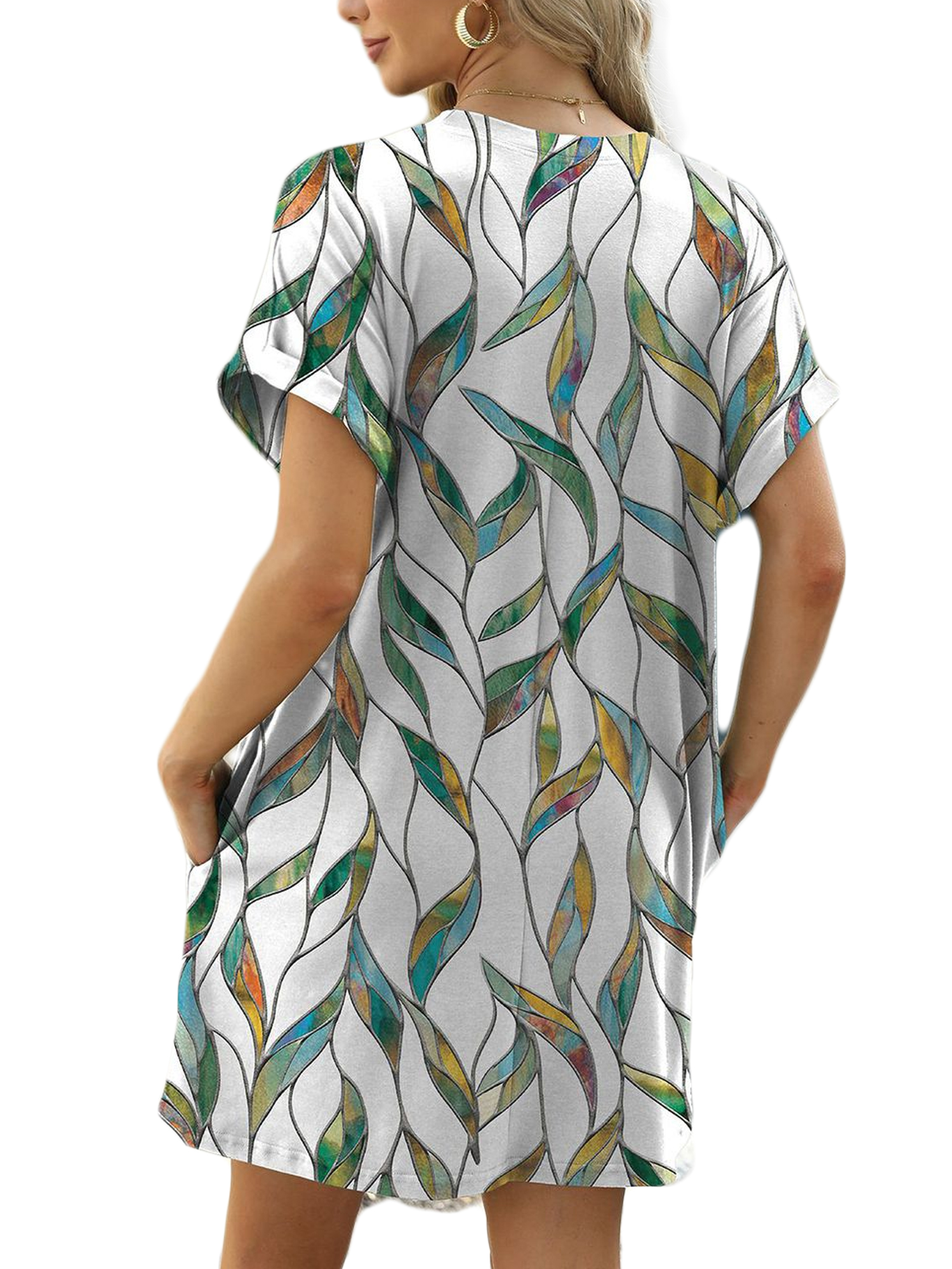TEMOFON Women's Floral T-Shirt Dress with Pockets photo 7