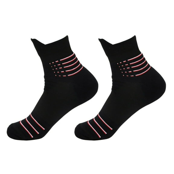 B&Q 2 Pairs Mens Ankle Mid Cut Quarter Crew Black Athletic Cotton Cushioned Running Casual Sports Basketball Hiking Socks