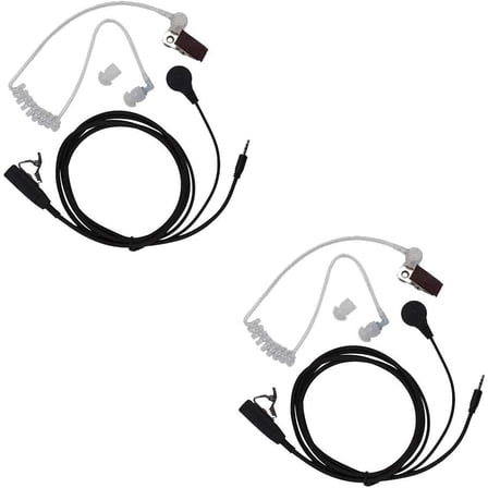 Walkie Talkie Headset 1 Pin Covert Acoustic Tube Earpiece with Mic (2 Pack)