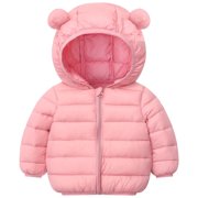 Yammkia Kids Winter Jacket Baby Girl Boy Ultralight Winter Hooded Jacket Coat,Kids Toddler Puffer Down Outwear Size 12 18 Months (Light Pink,12-18 Months)