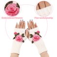 thumbnail image 3 of Guantes sin dedos de invierno guantes de medio dedo guantes florales manga tejida guantes cálidos de medio dedo abierto, 3 of 5