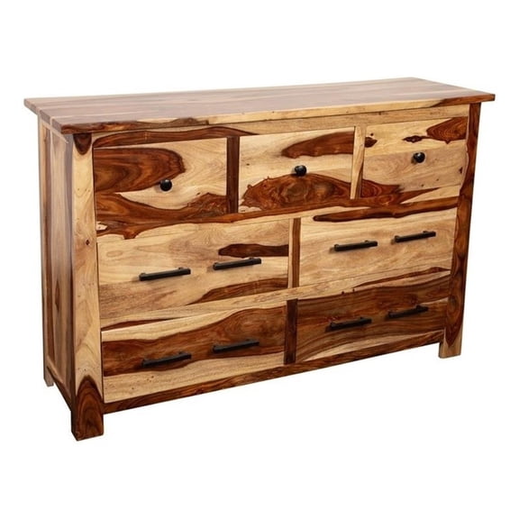 Kalispell Solid Sheesham Wood 7 Drawer Dresser.