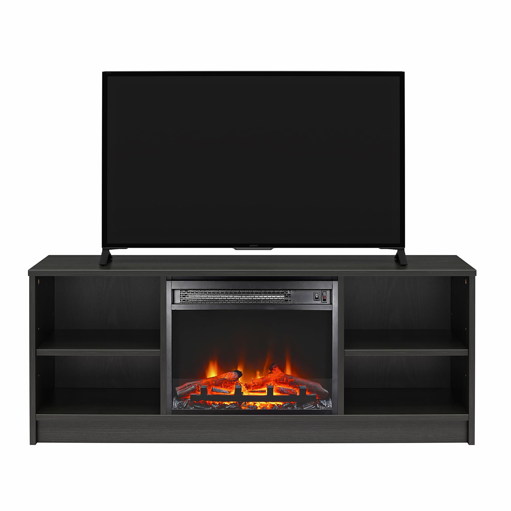 Mainstays Fireplace TV Stand, for TVs up to 55", Black Oak