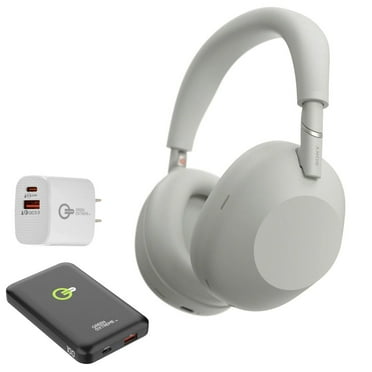 Sony WH-1000XM6 Wireless Noise Canceling Closed Back Over-Ear Headphones, Platinum Silver   Power Bank   20W 2-Port USB Wall Charger