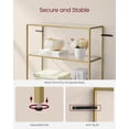 thumbnail image 2 of Bookcase, 6 Tier Bookshelf, Slim Shelving Unit, Tempered Glass, Steel Frame, Metallic Gold, 2 of 7