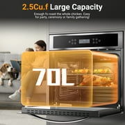 24 Electric Single Wall Oven 2.5 Cu.ft Convection Stainless Steel Built-in Electric Ovens with 11 Functions, 8 Automatic Recipes, 2800W, 240V, Upgraded