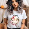 thumbnail image 2 of Keep Calm and Merry On T-Shirt | Vintage Santa Holiday Graphic Tee, Natural, Size M, 2 of 6