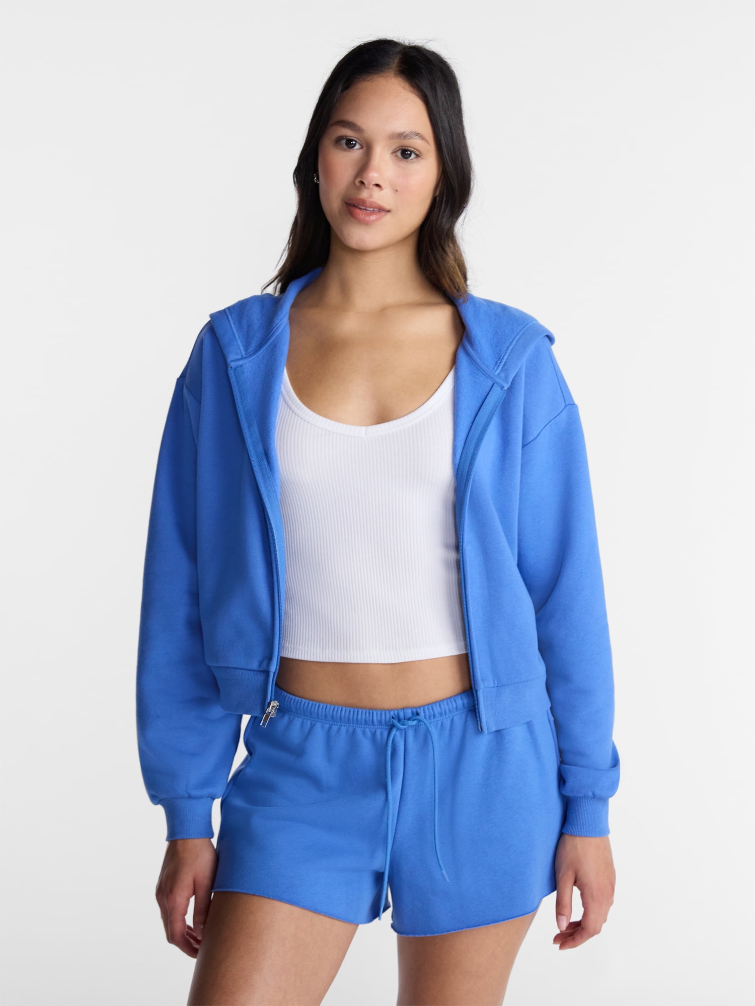 No Boundaries Boxy Zip Up Hoodie, Women's XXS-XXL - Walmart.com