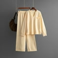 thumbnail image 2 of AINIYS Women Two Piece Outfits Sweater Sets Loungewear V Neck Knit Pullover Matching Wide Leg Pants Tracksuit 2025 Fall Fashion Beige Free Size, 2 of 3
