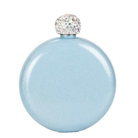 

140ml portable Stainless Steel Wine Alcohol Liquor Flask Creative Crystal Lid Kitchen Supplies Bottles Blue
