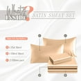 thumbnail image 3 of Elegant Comfort Luxurious 4-Piece Silky Satin Sheet Set Cooling Soft Satin Sheet Set, Twin XL, Champaign, 3 of 5