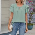 thumbnail image 2 of T-shirt en chiffon à Manches Volantes et Col Rond, 2 of 10