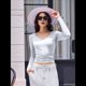 thumbnail image 5 of Camiseta Básica Ajustada de Punto Acanalado con Cuello en V y Larga para Mujer L, 5 of 7