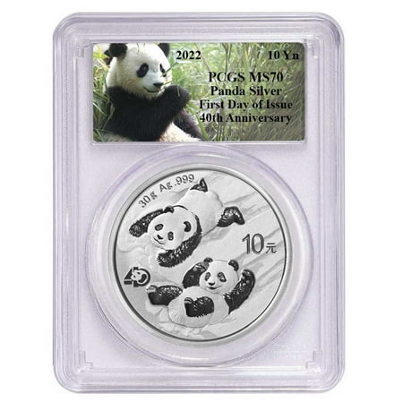 2022 10 Yuan Silver China Panda PCGS MS70 FDOI Panda Label