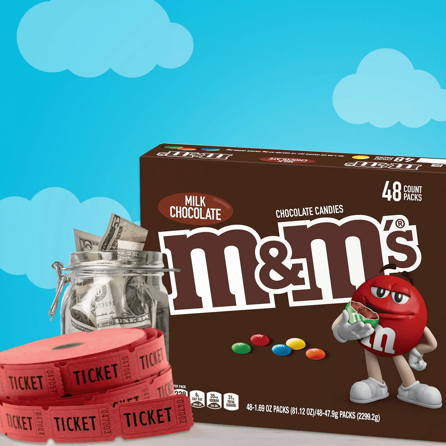 M&M'S Milk Chocolate Candy, Full Size Bulk Candy, 48 ct./1.69 oz.