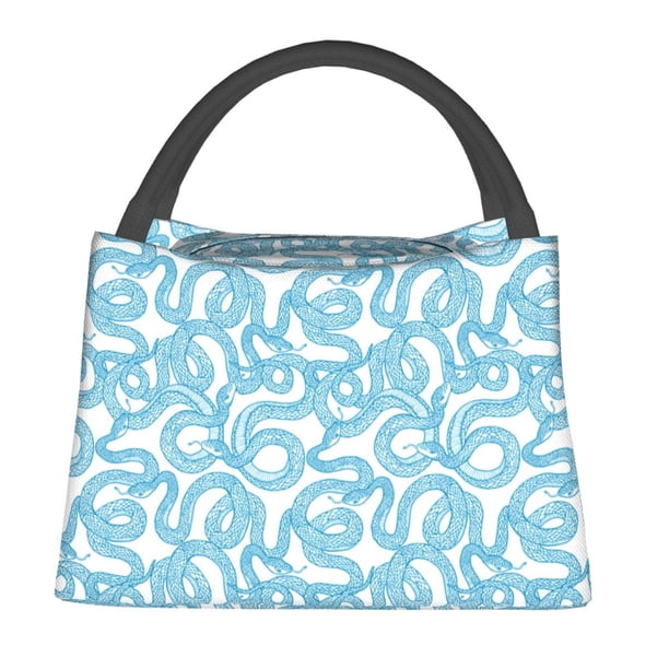 Fotbe Blue Snake Bolsa Térmica Portátil con Estampado, Bolsa de Entrega de Alimentos Aislada, Bolsa Reutilizable de Gran Capacidad para Comidas y Supermercado