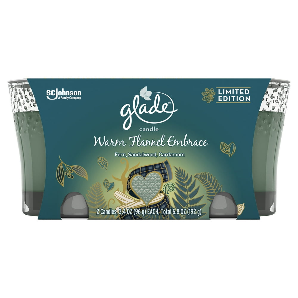 Glade Jar Candle Warm Flannel Embrace, Quickly Fills Rooms With Essential Oil Infused Fragrance