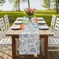 thumbnail image 4 of Blue Paisley 70 Inch Table Runner, Vintage Boho Flower Botanical Leaf Branch Farmhouse Dresser Scarf Cotton & Linen Tablerunner for Dining/Kitchen Island/Holiday Party Décor 13" x 70", 4 of 9