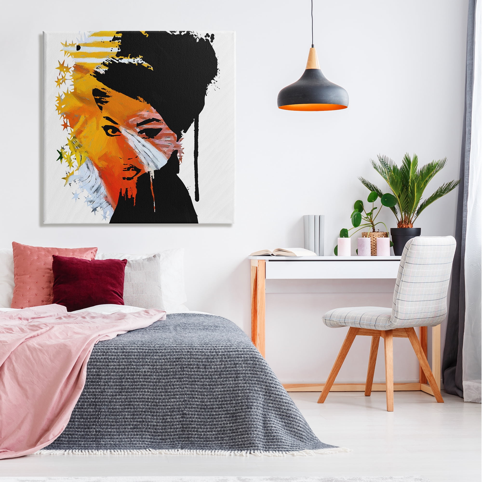 Stupell Industries Abstract Woman & Stars Abstract Painting Gallery Wrapped Canvas Art Print Wall Art, 36 x 36