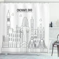 thumbnail image 1 of Cincinnati Shower Curtain, Geometric Drawn Outline of the City Business Lifestyle Urban Scene, Fabric Bathroom Set with Hooks, 69"WX70"L, Dark Blue Grey and White, by Ambesonne, 1 of 3