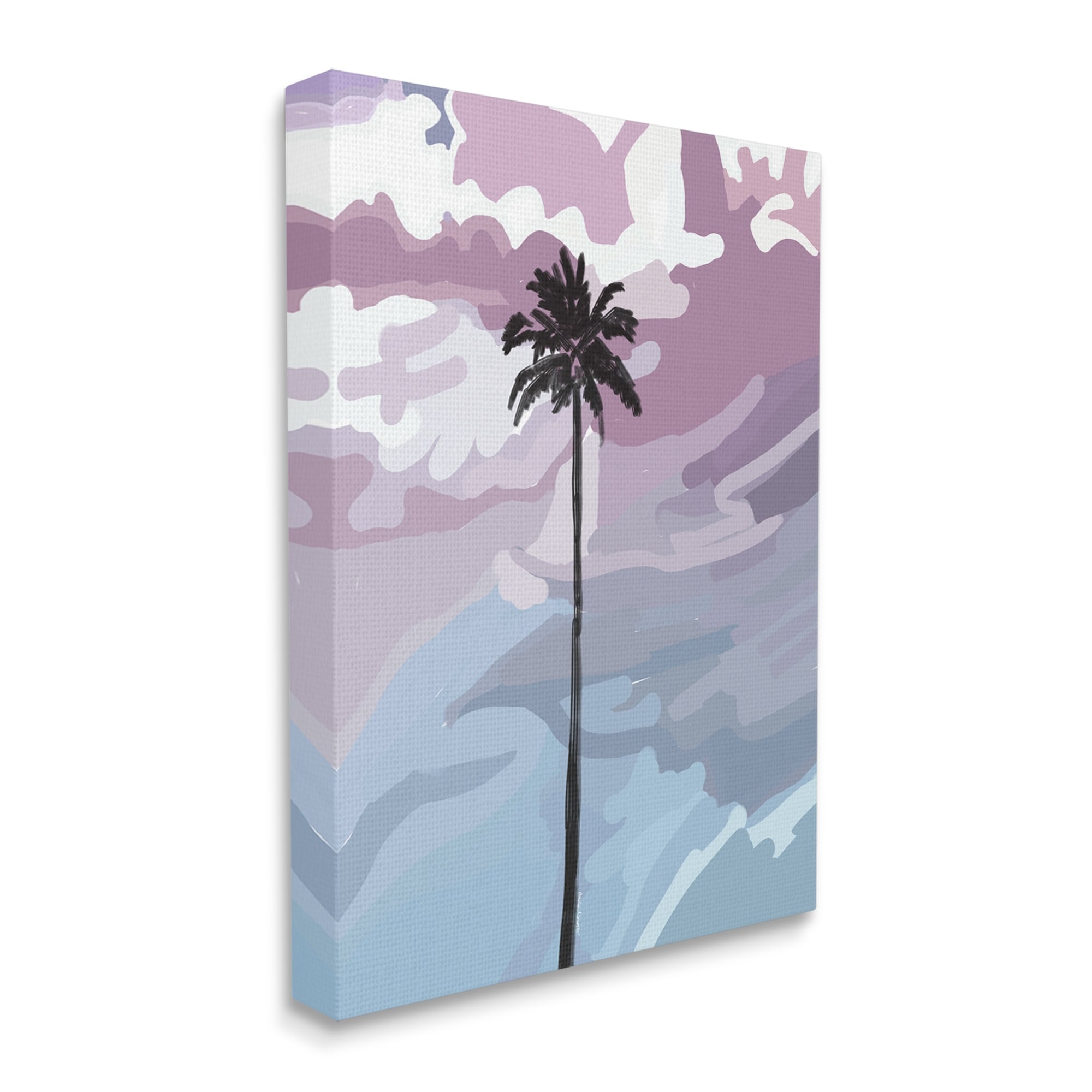Stupell Industries Purple Sunset Tropical Palm Coastal Painting Gallery Wrapped Canvas Print Wall Art