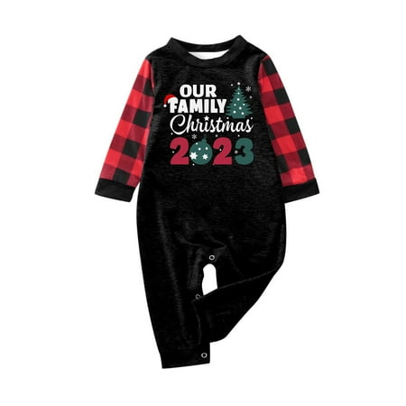 

Family Photo Outfits Christmas Deer Plaid Print Long Sleeve T Shirt Top And Pants Sleepwear Holiday Family Gathering Casual Pajamas Set Black 18M