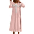 thumbnail image 3 of Aboser Women's Plus Size Victorian Nightgown Cozy Long Sleeve Princess Sleepdress Cute Babydoll Collar Loungewear Loose Full Length Nightshirts, 3 of 9