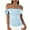 Blue, variant on Kaemgyyd Off the Shoulder Tops for Women Solid Color Short Sleeve Summer Slim T Shirts Cute Tie Ruched Going out Clothes