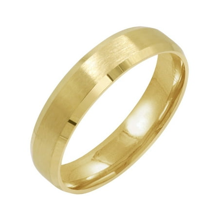 Men's 10K Yellow Gold 5mm Comfort Fit Beveled Edge Satin Finish Wedding Band  (Available Ring Sizes 8-12 1/2) Size 8