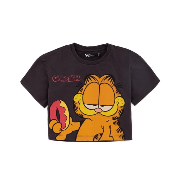 Garfield Character Girls Grey Cropped Short Sleeved T-Shirt | 11-12 Years | Made by Vanilla Underground