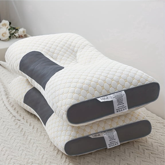 2pcs Soft Knitted Massage Neck Couple Pillow - Adjustable Ergonomic Orthopedic Contour Support, High Quality Pillow Core, Removable Cover for Sleeping Comfort
