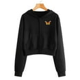 thumbnail image 3 of VEKDONE Junior Sweatshirt Graphic Crop Sweatshirts for Women Zip Up Long Sleeve Hoodies Jacket Fall Fashion Butterfly Embroidery Pullover Blouse Black,S, 3 of 8