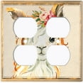 thumbnail image 3 of Metal Light Switch Plate Outlet Cover Baby Llama Flower Crown Portrait LLA004, 3 of 13