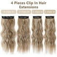 thumbnail image 3 of Clip in Long Wavy Synthetic Hair Extension 20 Inch Light Brown Mixed Blonde 4PCS Thick Hairpieces Fiber Double Weft Hair for Women, 3 of 7