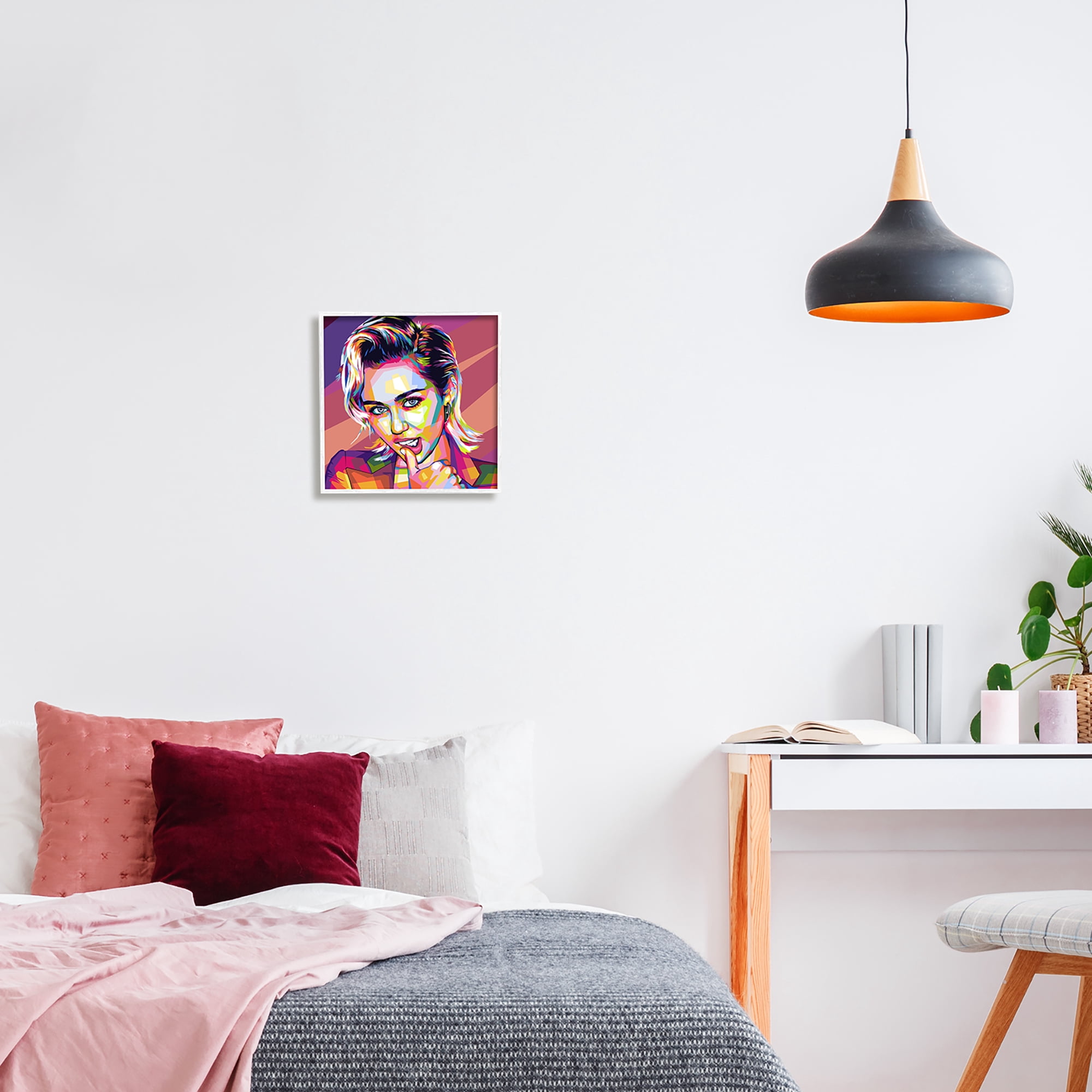 Stupell Industries Abstract Pop Miley Abstract Painting White Framed Art Print Wall Art, 12 x 12