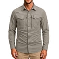 thumbnail image 2 of Mens UPF 50+ Long Sleeve Sun Protection Shirts Button Down Fashing Shirts Casual Quick Dry Outdoor Hiking Cargo Work Shirt with Hidden Zipper Pocket, 2 of 10