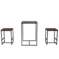 thumbnail image 2 of Novogratz Bungalow Bar Height 3-Piece Pub Table and Stools Set with Wood Tabletop and Metal Frame, Black/Wood Top, 2 of 9