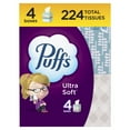 Puffs Ultra Soft Facial Tissues, Cube, 56 Facial Tissues Per Box, 4